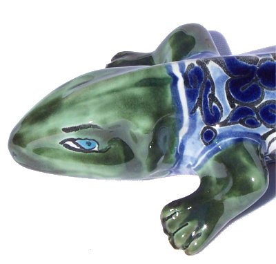TalaMex Blue Garden Ceramic Iguana Close-Up