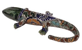 TalaMex Colorful Garden Ceramic Iguana Close-Up