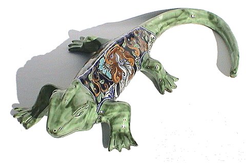 Big Colorful Garden Ceramic Iguana