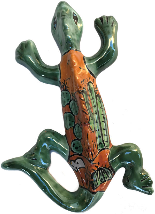 TalaMex Medium-Sized Wall-Hanging Desert-Themed Talavera Ceramic Garden Lizard