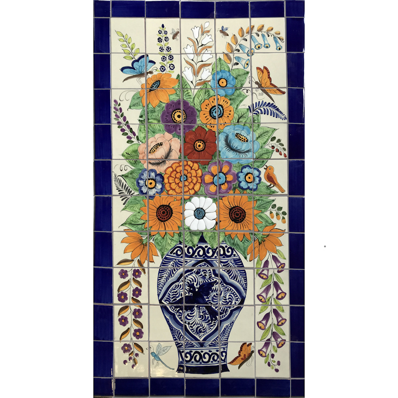 TalaMex Flower Vase Mexican Tile Mural