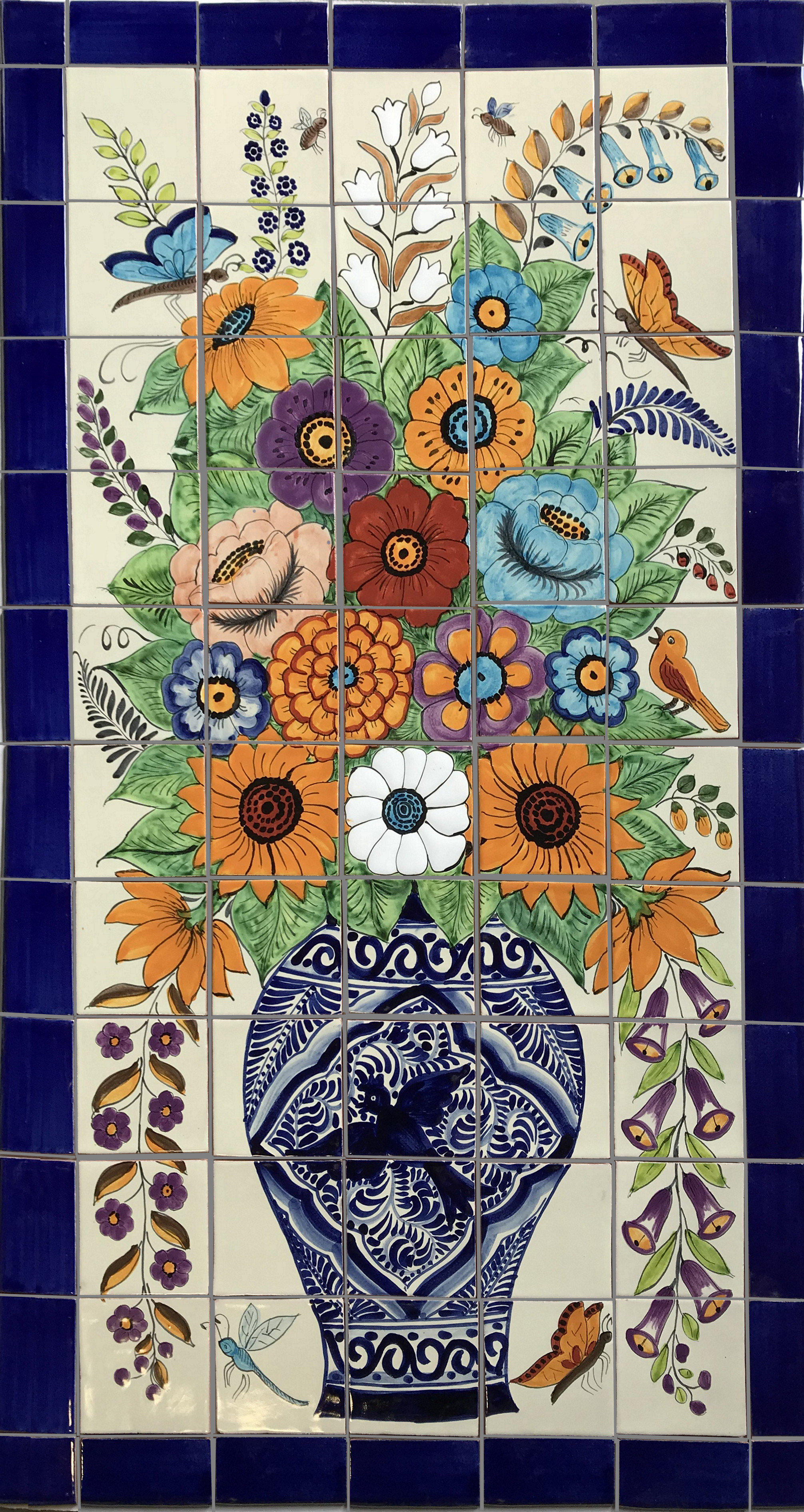 TalaMex Flower Vase Mexican Tile Mural