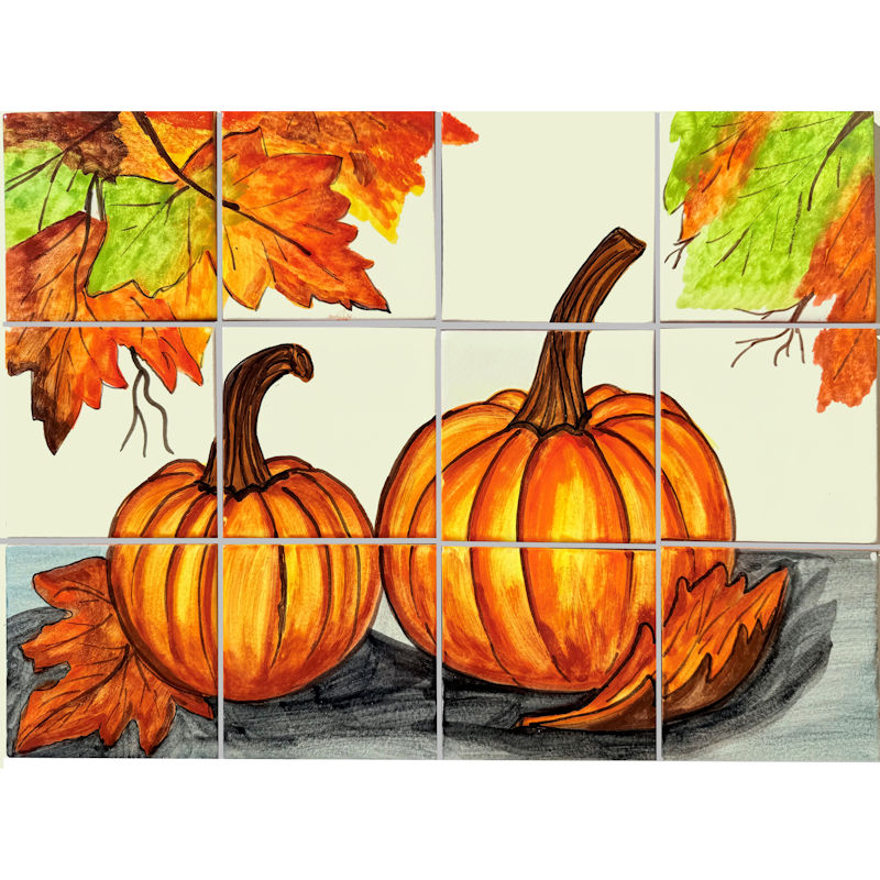 Harvest Pumpkins Clay Talavera Mexican Backsplash Tile Mural