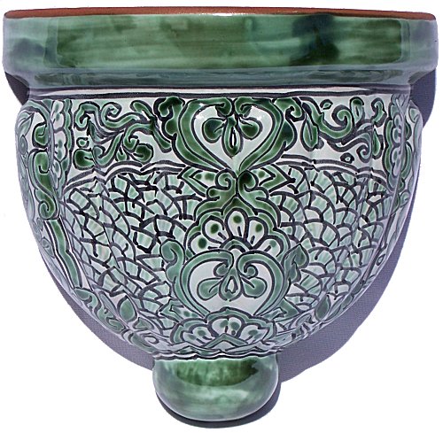 Green with White background Talavera Planter