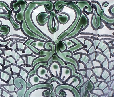 Green with White background Talavera Planter Close-Up