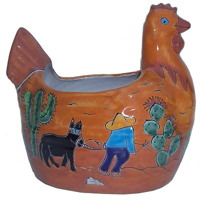 TalaMex Desert Chicken Talavera Ceramic Planter