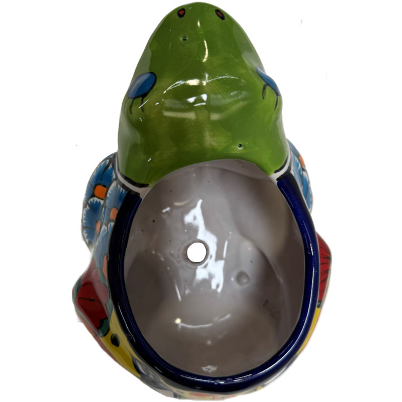 TalaMex Hand-Painted Mexican Rainbow Frog Talavera Ceramic Planter Details