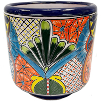 TalaMex Romita Multicolor Indoors/Outdoors Handmade Mexican Colors Talavera Ceramic Pot Planter