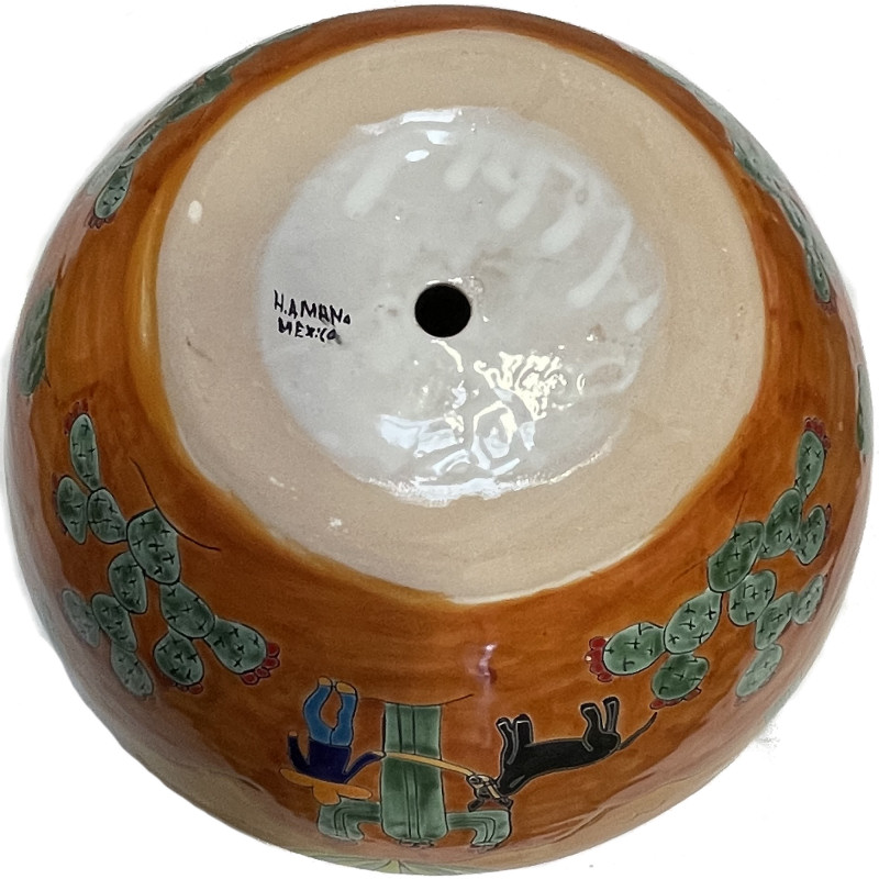 TalaMex Large-Sized Desert Mexican Colors Talavera Ceramic Garden Pot Details