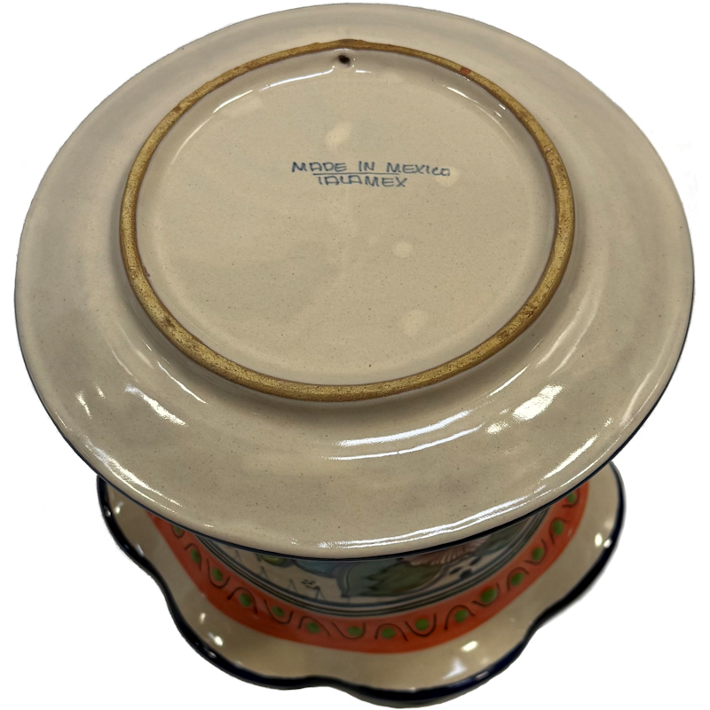 TalaMex Small Indoors/Outdoors Mexican Tecalli Talavera Ceramic Garden Pot Details