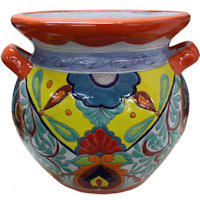 TalaMex Jumbo-Sized Rainbow Mexican Colors Talavera Ceramic Garden Pot