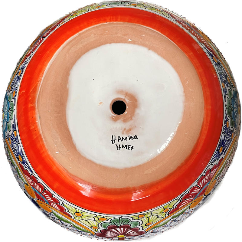 TalaMex Large-Sized Cherato Mexican Colors Talavera Ceramic Garden Pot Details