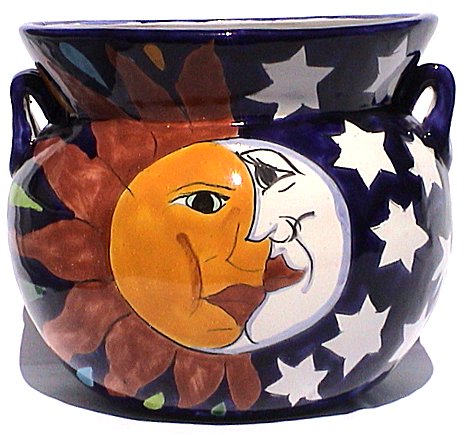 Sun & Moon Talavera Ceramic Pot