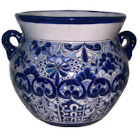 TalaMex Medium-Sized Zacan Mexican Colors Talavera Ceramic Garden Pot