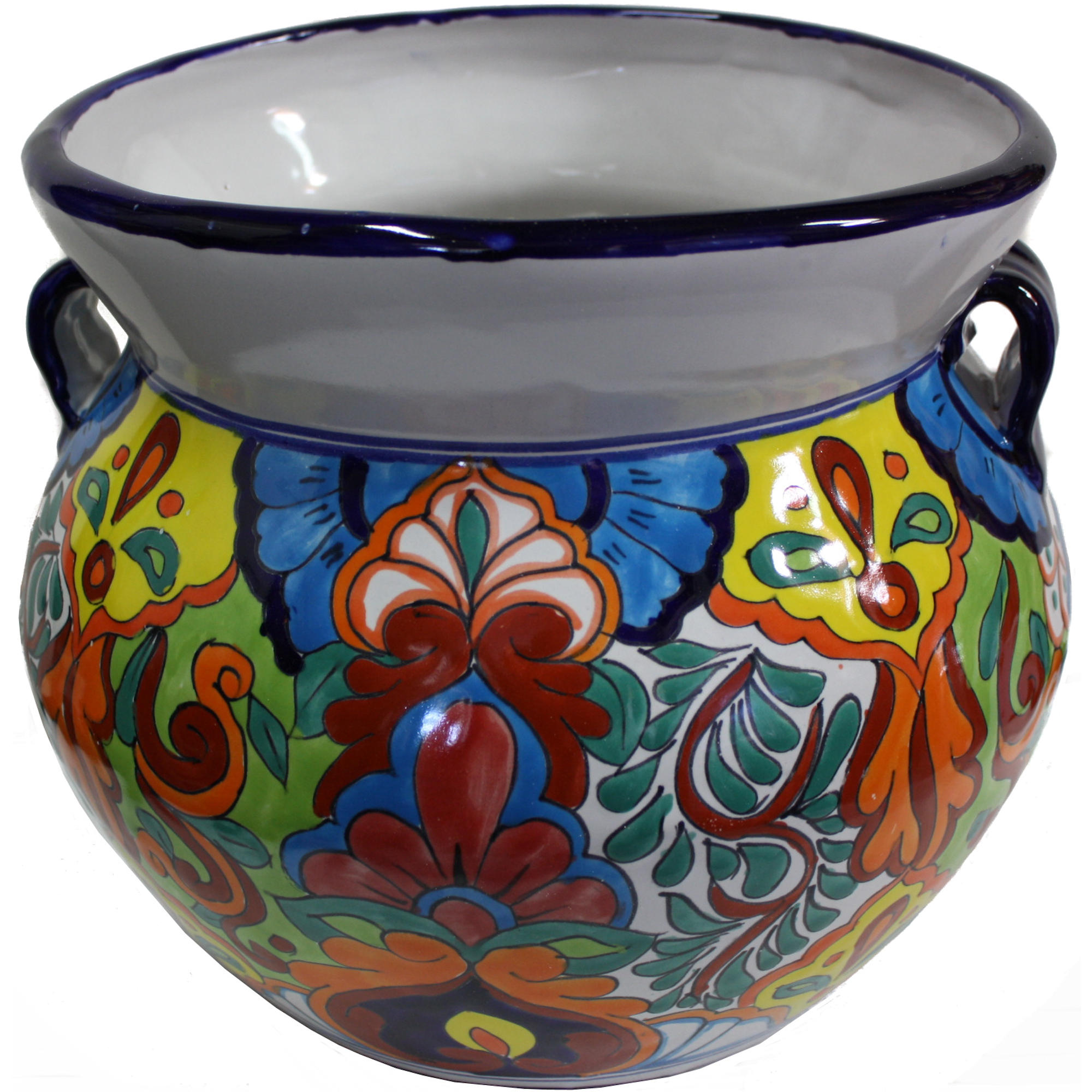 TalaMex Medium-Sized Rainbow Mexican Colors Talavera Ceramic Garden Pot