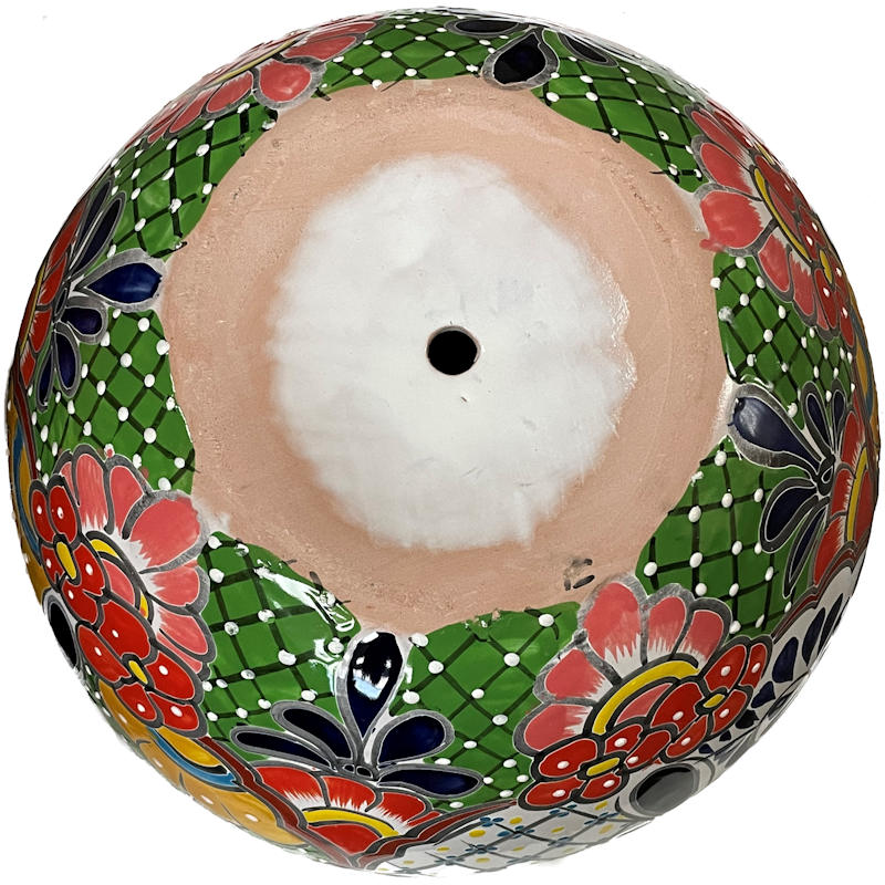 TalaMex Large-Sized Paracho Mexican Colors Talavera Ceramic Garden Pot Details