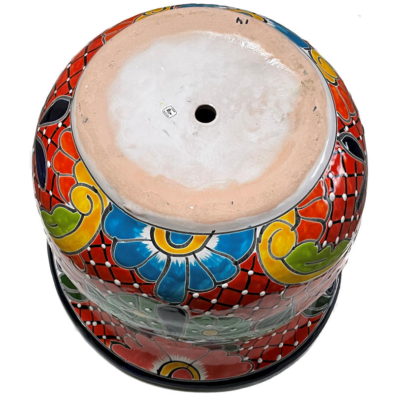TalaMex Azteca Mexican Colors Talavera Ceramic Garden Pot Details