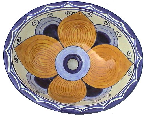 Big Flower Ceramic Talavera Sink