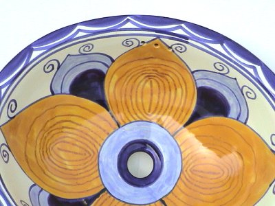 Big Flower Ceramic Talavera Sink Close-Up