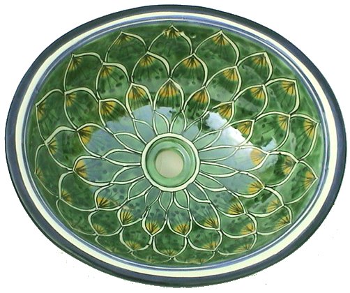 Green Peacock Ceramic Talavera Sink