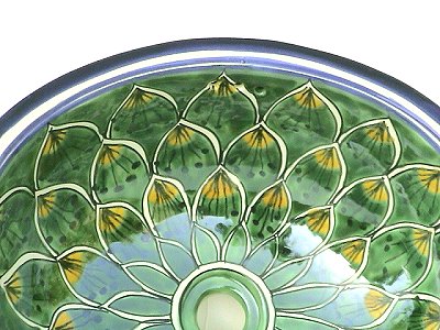 Green Peacock Ceramic Talavera Sink Close-Up