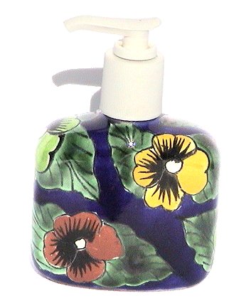 Small Pansy Talavera Soap Container