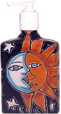 Sun and Moon Talavera Soap Container