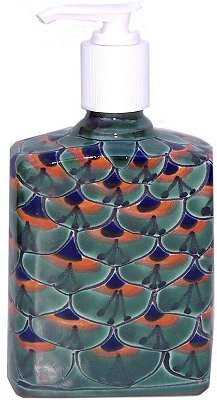 Green Peacock Talavera Soap Container