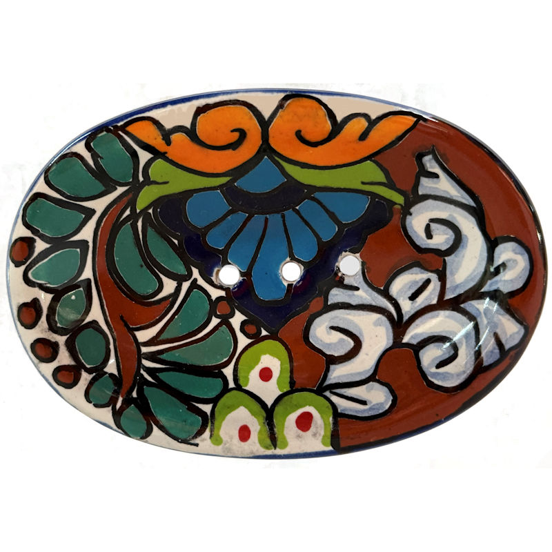 TalaMex Multicolor Talavera Soap Dish Details