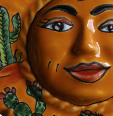 TalaMex Small-Sized Desert Talavera Ceramic Sun Face Close-Up