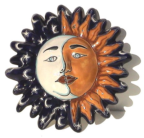 Small-Sized Eclipse Talavera Ceramic Sun Face