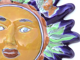 Fish Small Talavera Ceramic Sun Face Close-Up