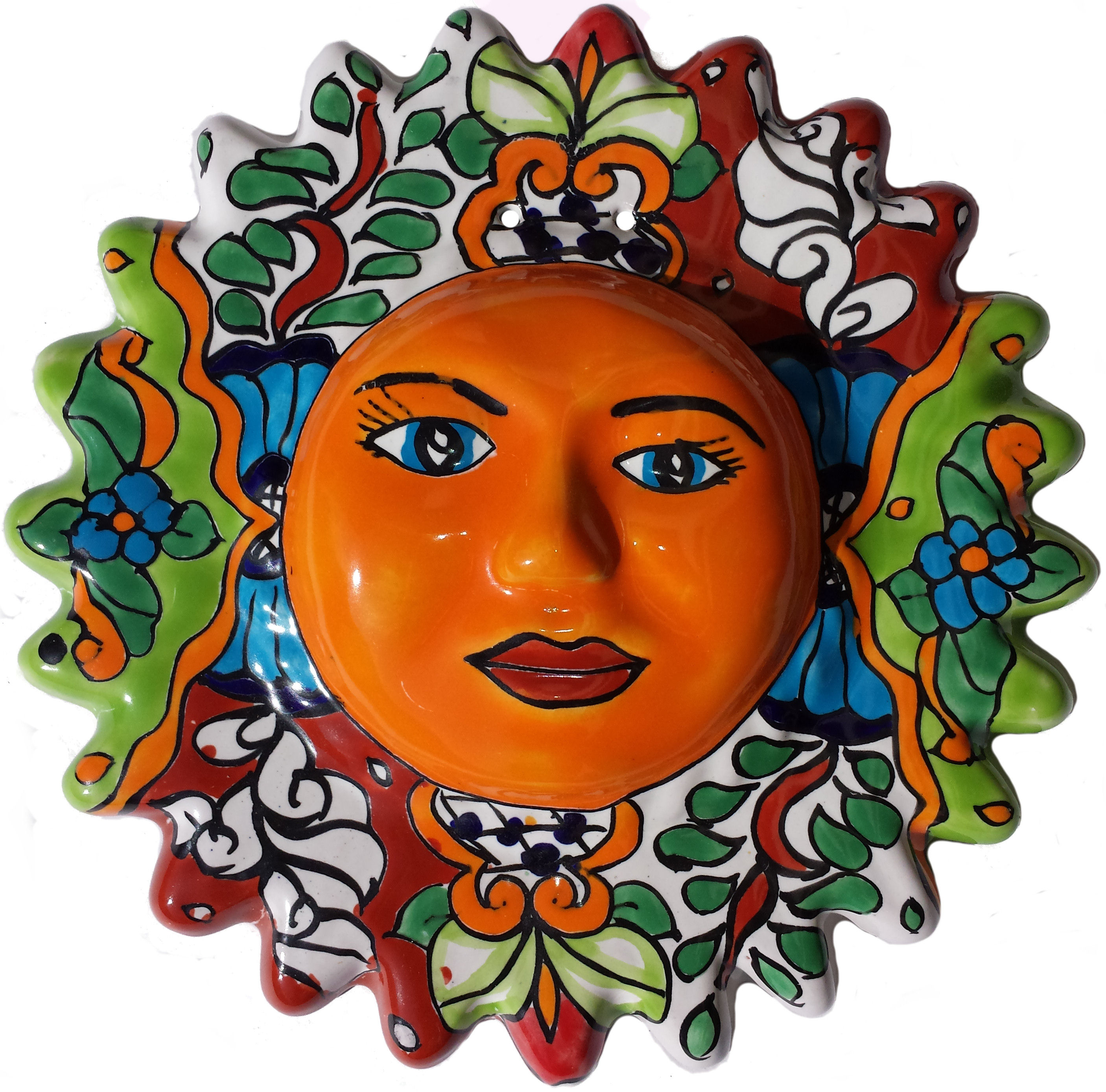Multicolor Small Talavera Ceramic Sun Face