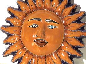 Medium-Sized Talavera Ceramic Sun Face Close-Up