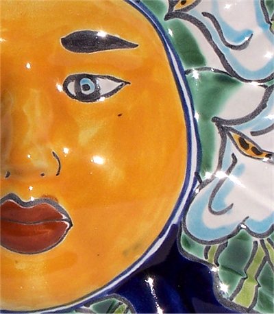 Medium-Sized Lily Talavera Ceramic Sun Face Close-Up