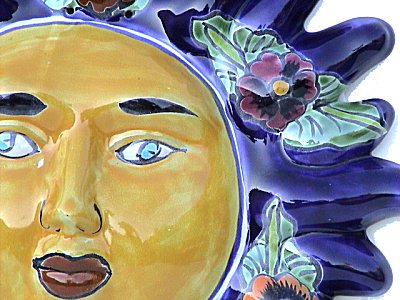 Flowers Talavera Ceramic Sun Face Close-Up