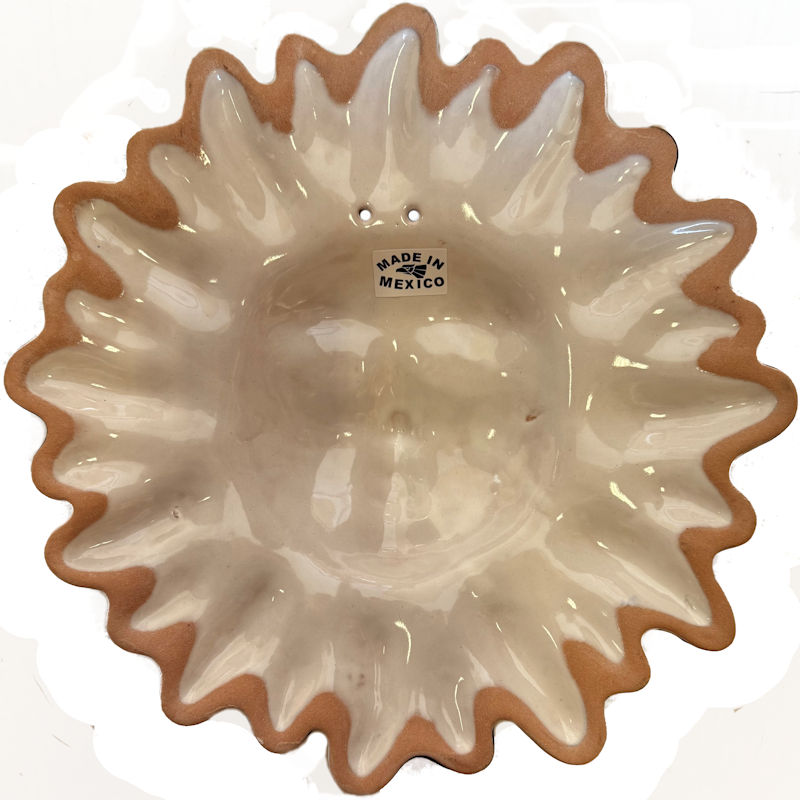 TalaMex Medium-Sized Blue Mexican Talavera Ceramic Sun Face Details