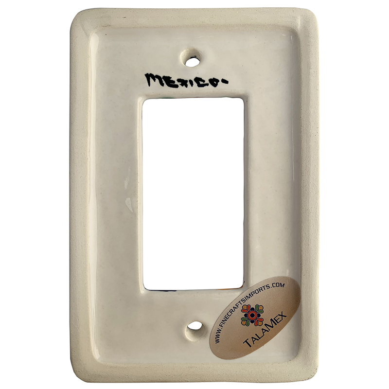 TalaMex Green Peacock GFI/Rocker Mexican Talavera Ceramic Switch Plate Details