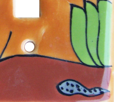 TalaMex Desert Double Toggle Mexican Talavera Ceramic Switch Plate Close-Up