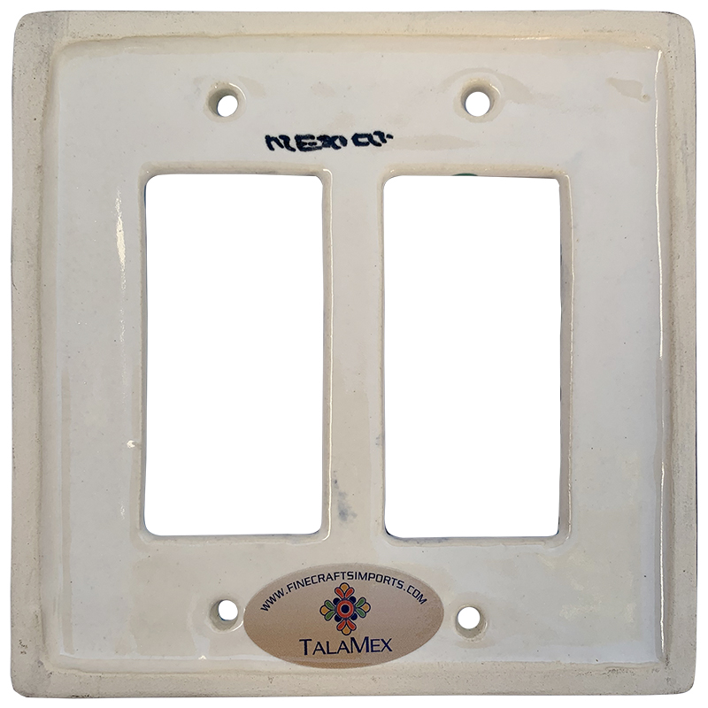 TalaMex Lily Double GFI/Rocker Mexican Talavera Ceramic Switch Plate Details