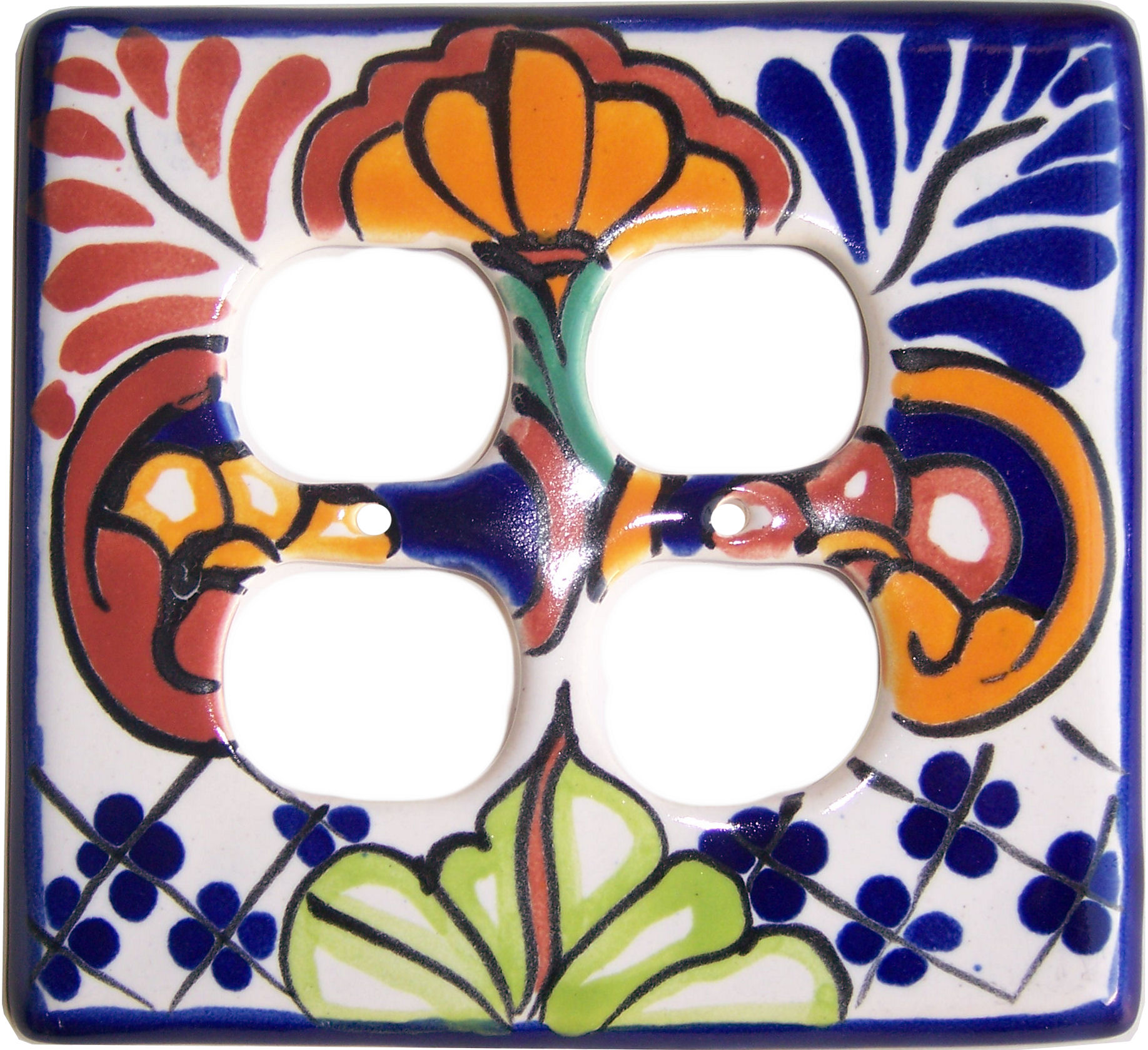 TalaMex Mantel Talavera Double Outlet Switch Plate