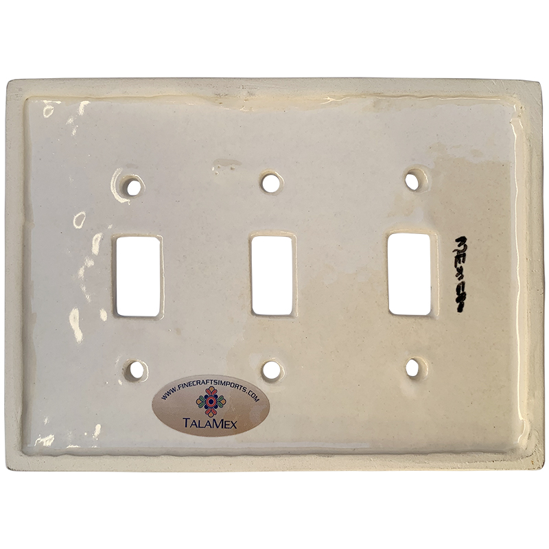 TalaMex Canary Triple Toggle Mexican Talavera Ceramic Switch Plate Details