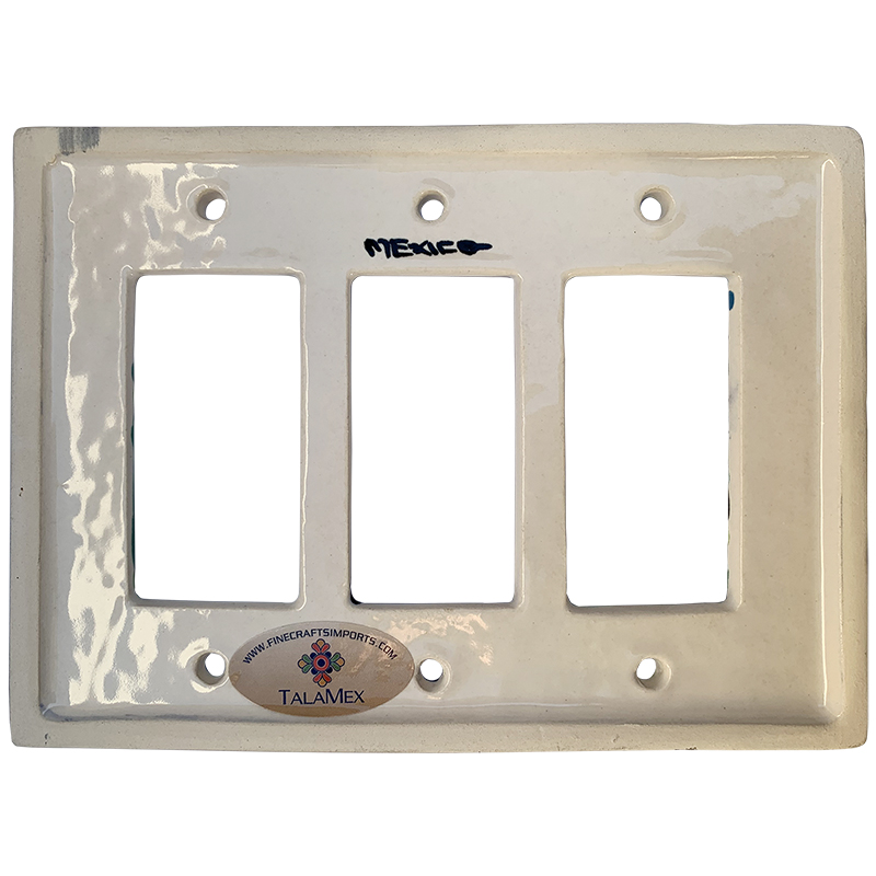 TalaMex Lily Triple GFI/Rocker Mexican Talavera Ceramic Switch Plate Details