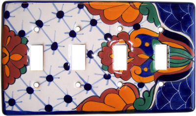 Turtle Talavera Quadruple Toggle Switch Plate