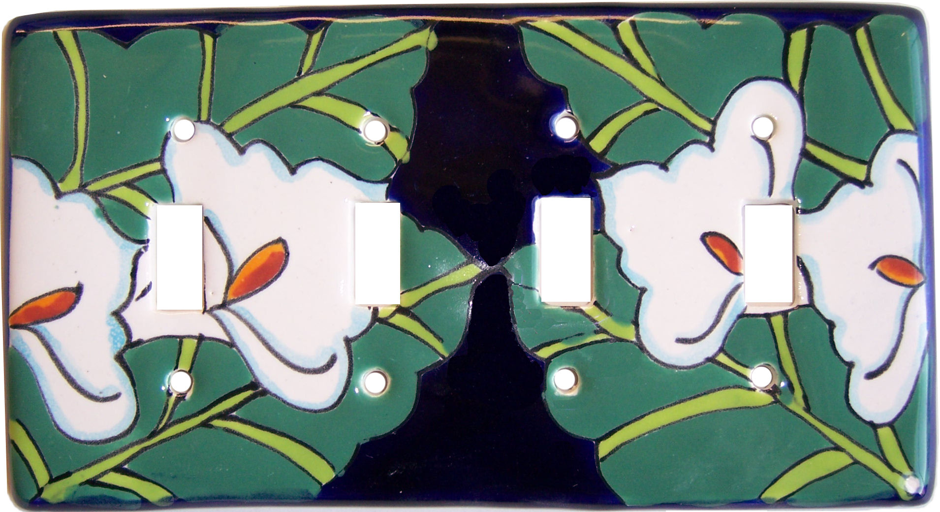 TalaMex Lily Quadruple Toggle Mexican Talavera Ceramic Switch Plate