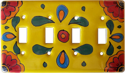 Canary Talavera Quadruple Toggle Switch Plate