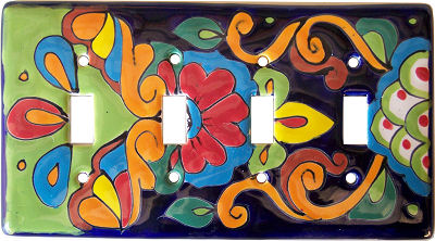 Rainbow Talavera Quadruple Toggle Switch Plate