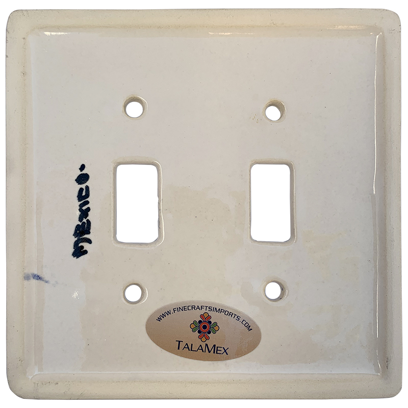 TalaMex Cobalt Blue Double Toggle Mexican Talavera Ceramic Switch Plate Details