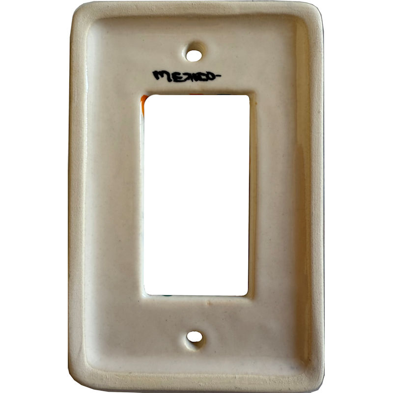 TalaMex Blue Mesh GFI/Rocker Mexican Talavera Ceramic Switch Plate Details