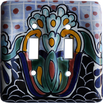 Double Toggle Black Turtle Talavera Ceramic Switch Plate